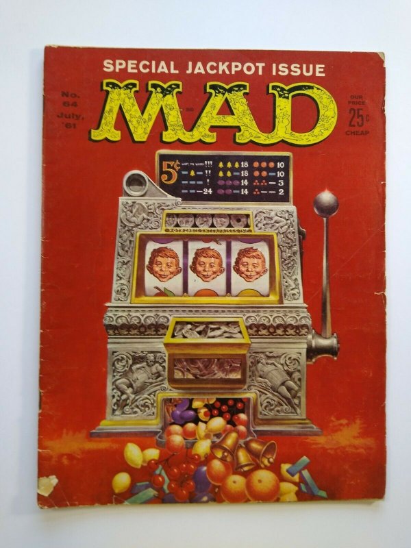 MAD Magazine July 1961 No 64 Jackpot Slot Machine Cover Sneaky Candid Camera