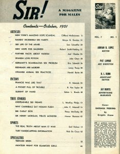 Sir! Magazine October 1951-DOPE-NUDISM-CANNIBALS-HERMAPHODITES