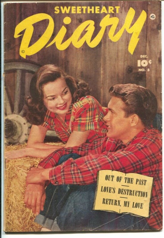 Sweetheart Diary #8 1951-Fawcett-plaid shirt photo cover-Skid Row story-VG