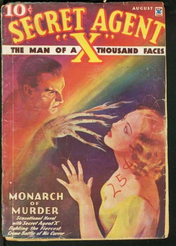 SECRET AGENT X 1935 AUG-WEIRD SUPERNATURAL COVER FR