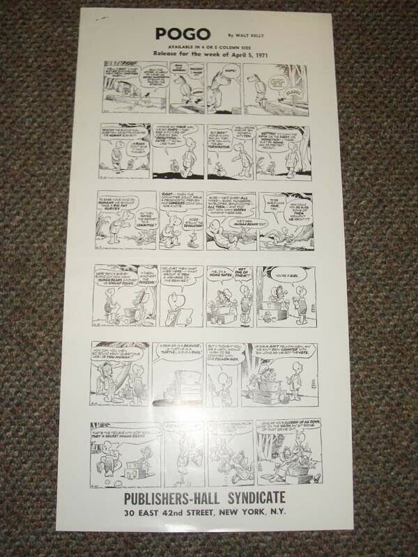 POGO-WALT KELLY-NEWSPAPER COMIC PROOF SHEET-4/5/1971