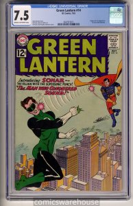 GREEN LANTERN #14 (DC 7/62) CGC 7.5 1ST APPEARANCE OF SONAR CREAM-OW PAGES