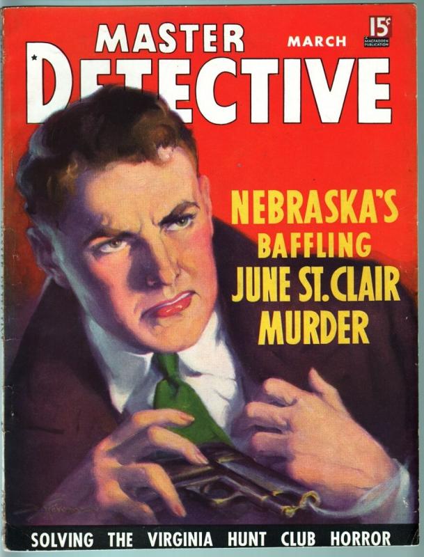 MASTER DETECTIVE MAR 1936-VG-JUDE ST. CLAIR MURDER-TRUE CRIME MAG VG