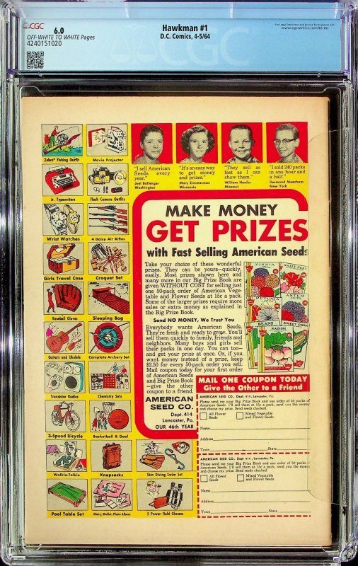 Hawkman #1 (1964) - CGC 6.0 - Cert#4240151020