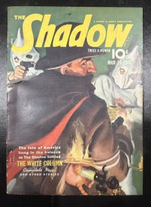 (3/15/1941) The Shadow Pulp Magazine! Classic White Column (Klan) Cover! Rare!