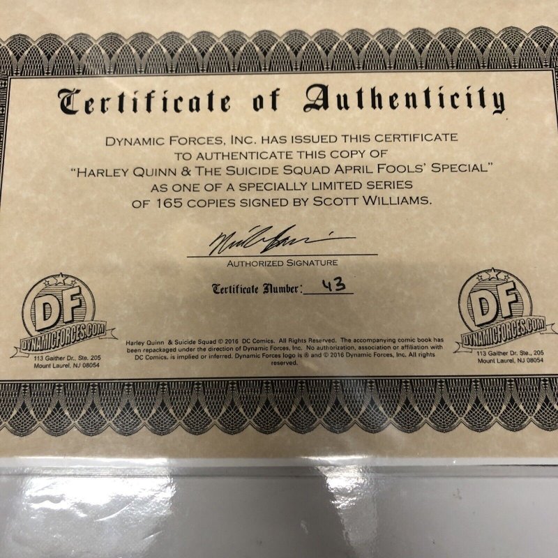 Harley Quinn And The Suicide Squad (2016) # 1 (VF) Signed Scott Williams