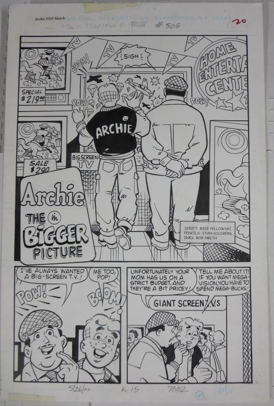 STAN GOLDBERG ORIGINAL ART! 2001 Archie #505 “The Bigger Picture” 5 page story!