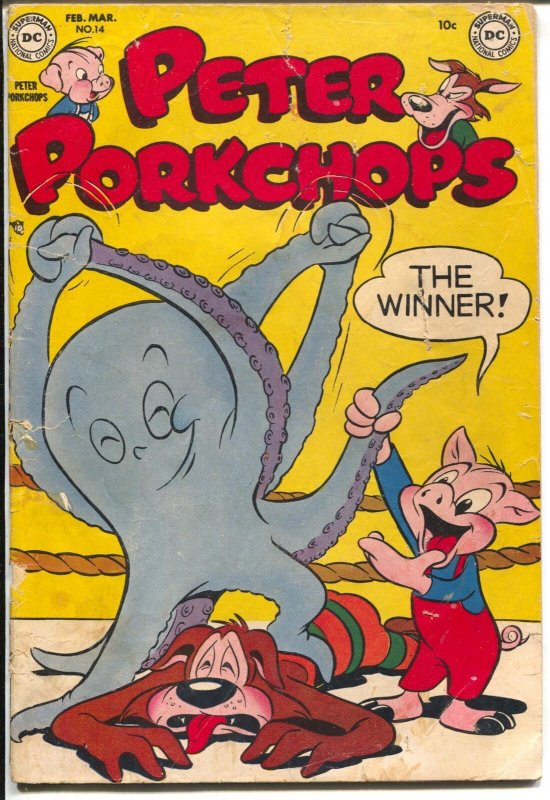 Peter Porkchops #14 1952-DC-octopus wrestling-violent humor-VG