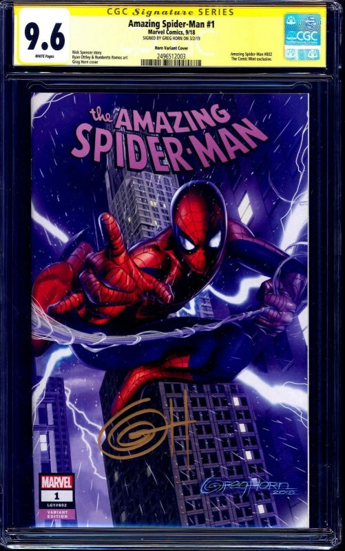 Amazing Spider-Man #1 HORN VARIANT CGC SS 9.6 signed by Greg Horn NM+