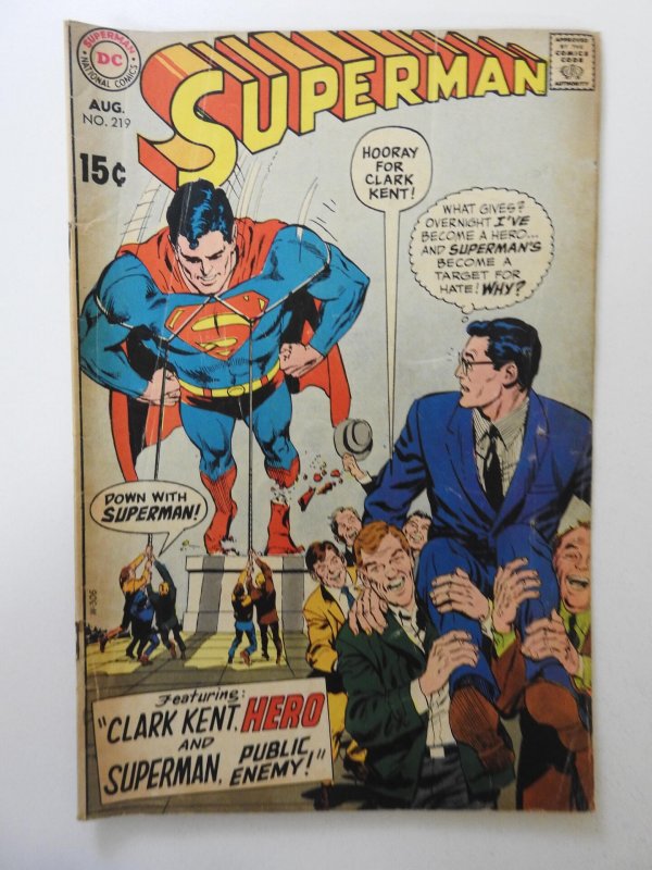 Superman #219 (1969) VG Condition! Moisture stain