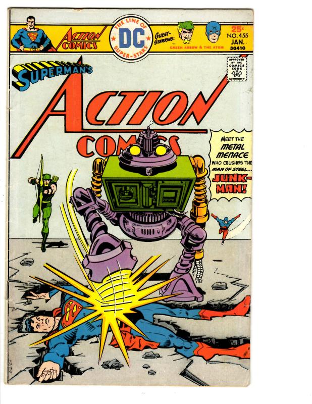 3 Action Comics DC Comic Books # 455 456 458 Superman Green Arrow Atom BH14
