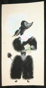 Black Poodle with 'To You' Card Original Greeting Card Painted Art