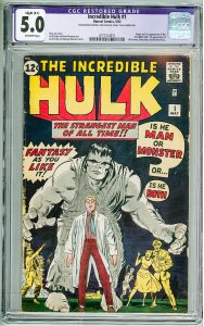 Incredible Hulk #1 (1962) CGC Restored 5.0! 1st App of the Hulk! see description