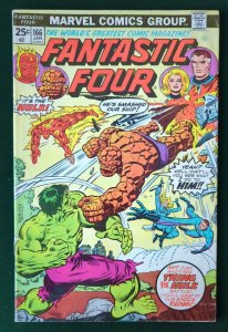 Fantastic Four #166 Hulk Vs. Thing! Marvel 1976 MJ Mark JEWELERS + Stamp!