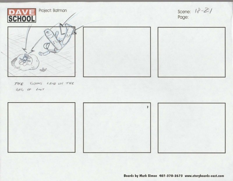 2004 LEGO BATMAN Storyboard Art by Mark Simon VF 8.0 Goons Scene 18-21