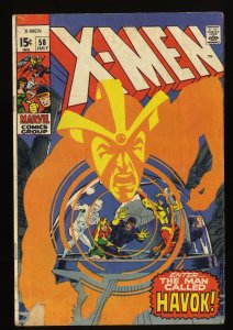 X-Men #58 GD/VG 3.0 1st Appearance Havok! Neal Adams Cover!