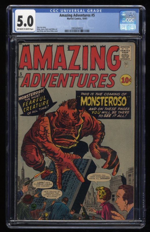 Amazing Adventures (1961) #5 CGC VG/FN 5.0 Off White to White Pre Hero!