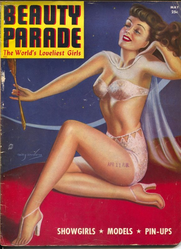 Beauty Parade 5/1945-Billy DeVoss pin-up girl cover-bondage-high heels-VG