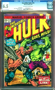 Incredible Hulk #179 CGC Graded 6.5