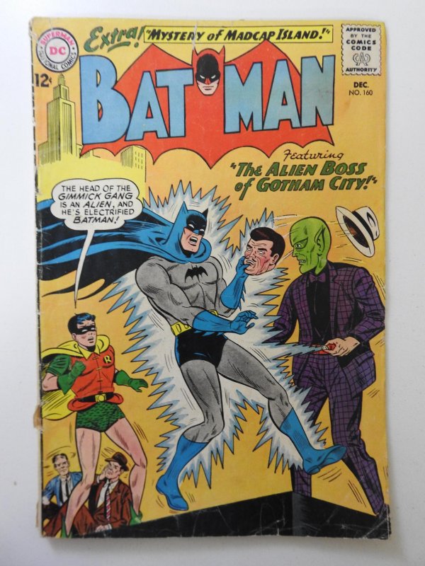 Batman #160 (1963) GD+ Condition Cover and 1st 4 pages detached bottom staple