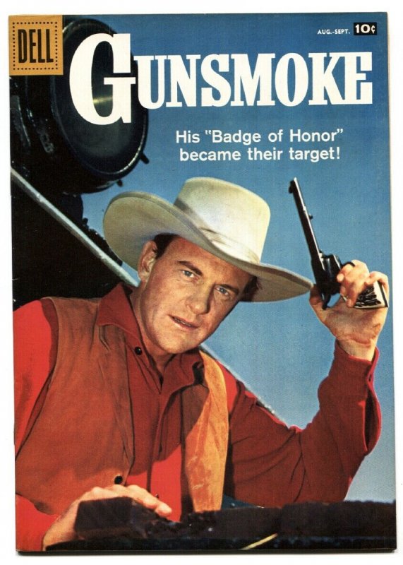 GUNSMOKE #10 1958-DELL COMICS-JAMES ARNESS TV PHOTO COVR VF