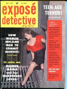 EXPOSE DETECTIVE-JUNE 1959-G/VG-SPICY-MURDER-RAPE-KIDNAP-TEEN TERROR VG/FN