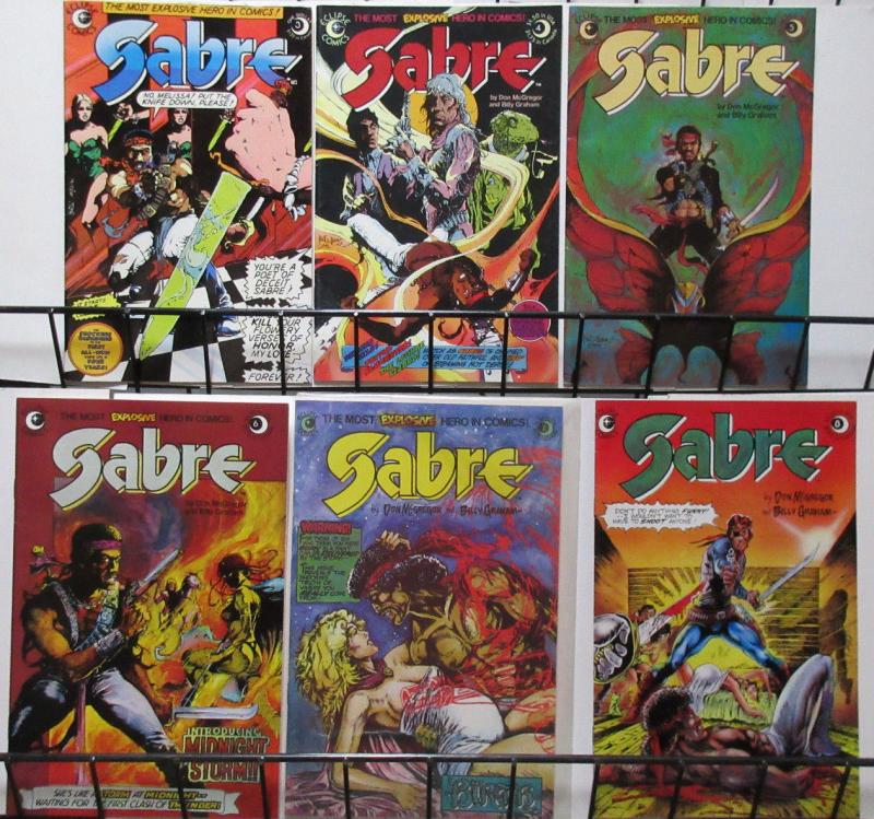 Sabre (Eclipse Comics) #3-8 Hendrix as space Swashbuckler Kent Williams Cvrs