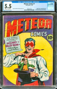 Meteor Comics #1 (1945) CGC Graded 5.5 - Featuring Captain Wizard!