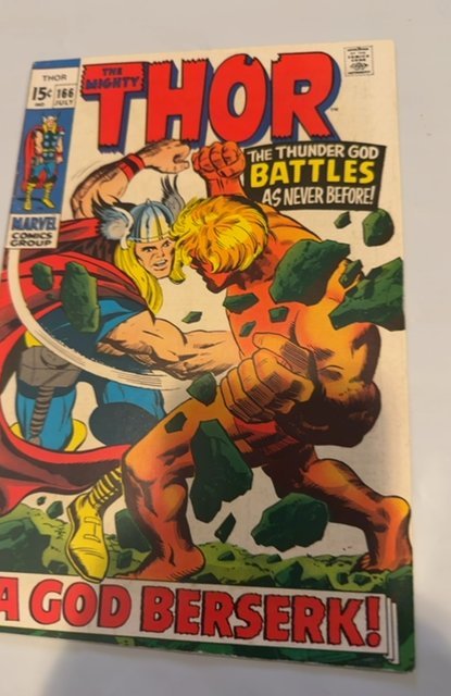 The Mighty Thor #166 (Marvel, 1969) Fine + KEY 2nd Full H.I.M. Warlock app!