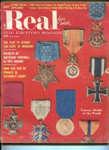 Real For Men 11/1957-War II-Red Grange-football-Nazis-famous medals-VG