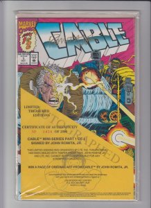 Cable Blood and Metal #1 + #2 - Signed by John Romita Jr., Sealed COA (9.2) 1992