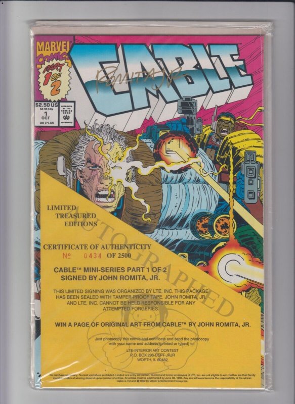 Cable Blood and Metal #1 + #2 - Signed by John Romita Jr., Sealed COA (9.2) 1992