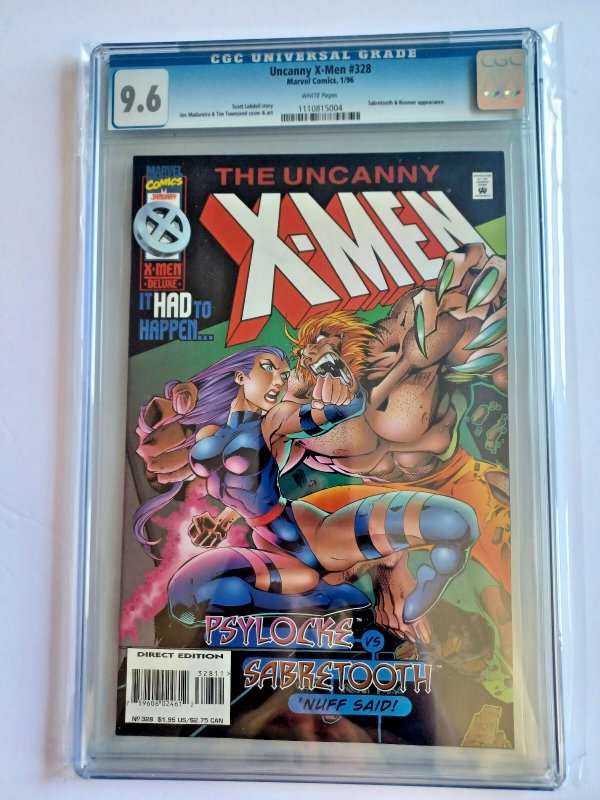 Uncanny X-Men #328 - Psylocke vs Sabertooth - 1996 - CGC 9.6
