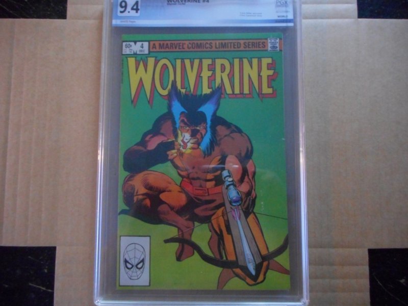 WOLVERINE LIMITED SERIES # 4 BEAUTIFUL CLASSIC FRANK MILLER COVER & ART PGX 9.4