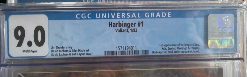Harbinger #1 CGC 9.0 White Pages Valiant 1992 1st Harbinger Coupon