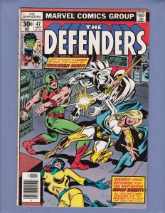 Defenders #47 VG/FN Moon Knight Front/Back Cover Scans Marvel 1977