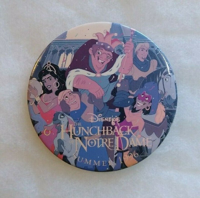 Disney Hunchback Of Notre Dame 3 Large Button Badge Vintage 1996 Original Promo 418047397975