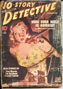 10-STORY DETECTIVE--FEB 1945--ERNEST CHIRIACKA-BONDAGE COVER--CRIME & MYSTERY...