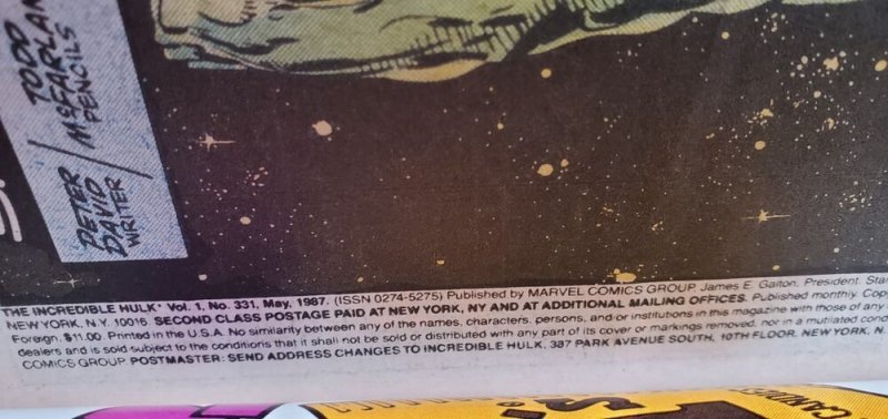 Incredible HULK #331 (1987) GREY HULK SERIES BEGINS-MCFARLANE NM