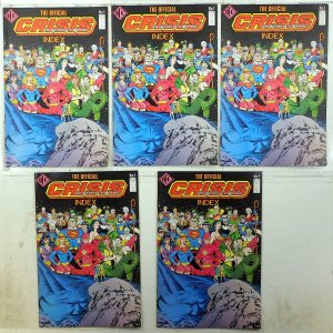 Official Crisis Infinite Earths Index Lot 5 #1 x5 1986 ICG Justice League Comics