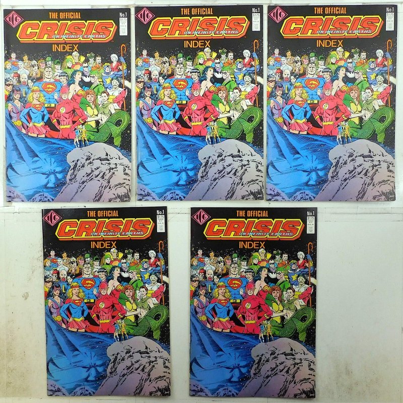 Official Crisis Infinite Earths Index Lot 5 #1 x5 1986 ICG Justice League Comics