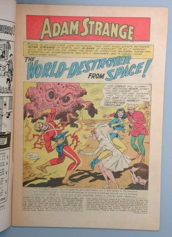 Mystery in Space #99 VG+ DC 1965 FE1