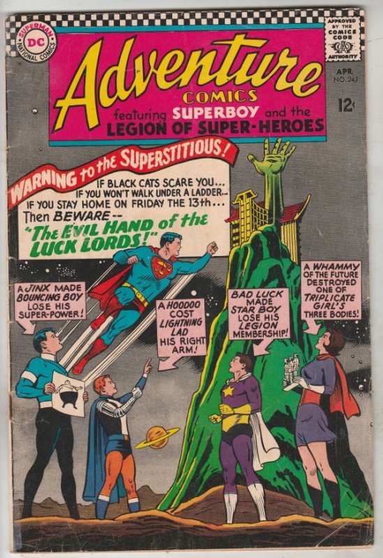 Adventure Comics #343 (Apr-66) FN Mid-Grade Legion of Super-Heroes (Superboy,...