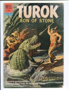 TUROK SON OF STONE #28-DELL-1957-DINSOSAUR COVER AND STORIES- RARE VG