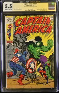 (1969) Captain America #110 CGC JSA SIGNED STERANKO 5.5 OW/WP