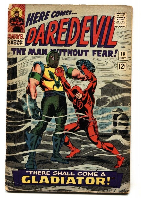 DAREDEVIL #18 comic book-1966 MARVEL COMIC-ORIGIN GLADIATOR