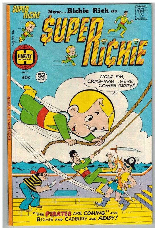 SUPER RICHIE (1975-1976) 5 VG-F Origin new costume COMICS BOOK 