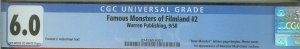 Famous Monsters Of Filmland 2  CGC 6.0   Dear Monster letters page begins 1958