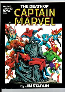 The Death of Captain Marvel Graphic Novel - 1st Print - Jim Starlin -1982 (-NM)