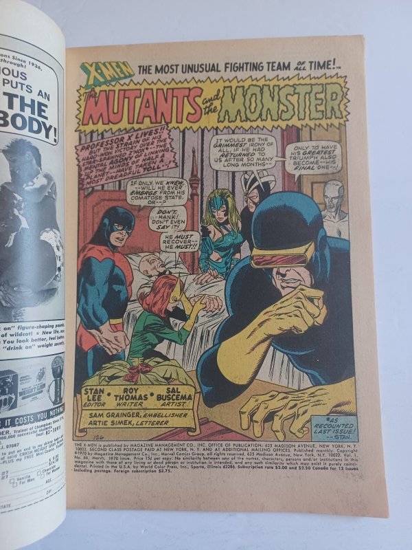 X-Men #66 - final appearance original X-Men - Hulk - 1970 -FN/VF